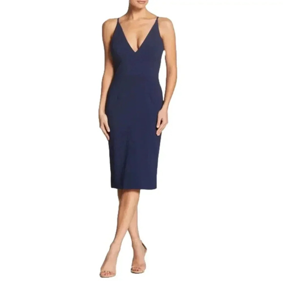 Dress the Population Lyla Midi Dress in Midnight Blue Size XXS - Picture 1 of 9